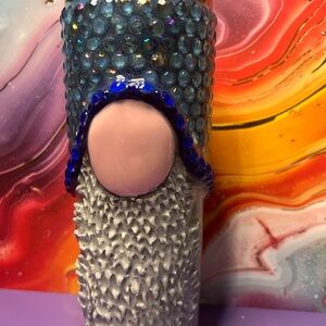 Glittering Blue and Silver Gnome Hogg metal tumbler